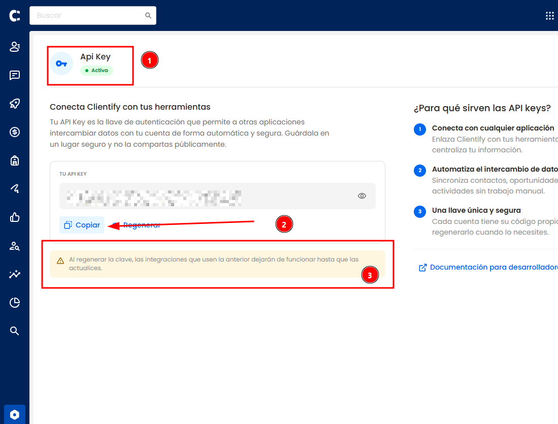 API KEY clientify